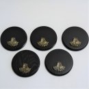 5 Stück Keilerschild Keilerbrett Gewaffbrett Trophäenschild rund dunkel AF 15 cm mit 5 x Eichenlaub Deckblatt