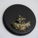 Keilerschild Keilerbrett Gewaffbrett Trophäenschild rund dunkel AF 15 cm mit Eichenlaub Deckblatt groß