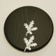 Keilerschild Keilerbrett Gewaffbrett Trophäenschild rund dunkel AF 17 cm mit 2 Stück Aluminium Eichenlaub Deckblatt