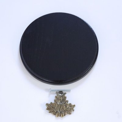 Keilerschild Keilerbrett Gewaffbrett Troph&auml;enschild rund dunkel AF 17 cm mit Eichenlaub Deckblatt