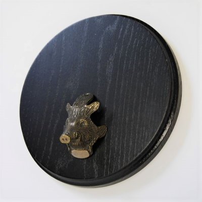 Keilerschild Keilerbrett Trophäenschild rund dunkel AF 17 cm mit 2 x Eichenlaub 