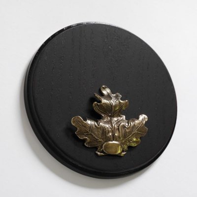 Keilerschild Keilerbrett Gewaffbrett Troph&auml;enschild rund dunkel AF 17 cm mit Eichenlaub Deckblatt gro&szlig;