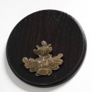 Keilerschild Keilerbrett Gewaffbrett Trophäenschild rund dunkel AF 17 cm mit Eichenlaub Deckblatt groß