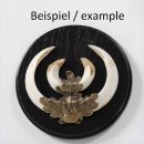 Keilerschild Keilerbrett Gewaffbrett Trophäenschild rund dunkel AF 17 cm mit Eichenlaub Deckblatt groß