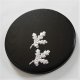Keilerschild Keilerbrett Gewaffbrett Trophäenschild rund dunkel AF 19 cm mit 2 Stück Aluminium Eichenlaub Deckblatt