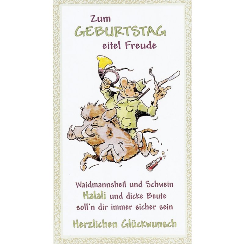 Zum Geburtstag Geburtstagskarte Jäger Jagd Hirsch wild mit grünem Umschlag 
