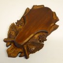 Trophäenschild für Gams Gemse Gämse geschnitzt braun Aufsatzhöhe 23 cm