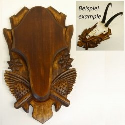 Trophäenschild für Gams Gemse Gämse geschnitzt braun Aufsatzhöhe 23 cm