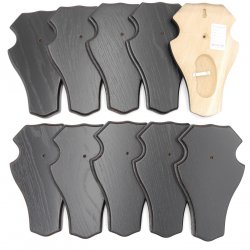 10 Stück Reh Bock Schild Trophäenschilder groß mit 1 Kieferfach in Eiche dunkel AF 21 x 13 cm