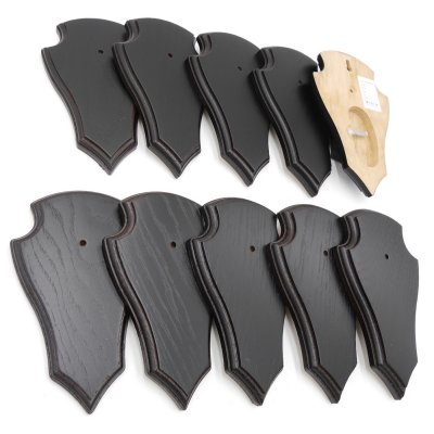 10 Stück Reh Trophäenschild Spitz klein Eiche dunkel AF 19 cm x 11 cm mit 1 Kieferfach