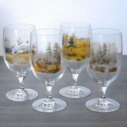 XXX Bier Glas Pils Gläser Set 4 teilig mit Jagd Dekor Motiv im Geschenk Karton