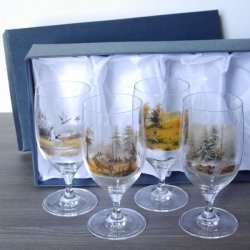 XXX Bier Glas Pils Gläser Set 4 teilig mit Jagd Dekor Motiv im Geschenk Karton