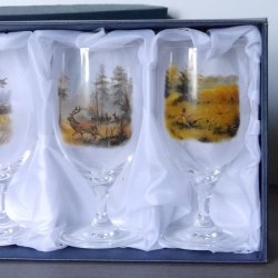 XXX Bier Glas Pils Gläser Set 4 teilig mit Jagd Dekor Motiv im Geschenk Karton