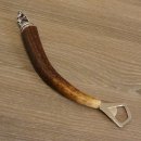 Flaschenöffner mit Hirsch Geweih Stange Hirschhorn Griff mit Endkappe Verzierung Hirsch stehend GL23cm #27.19.7.13