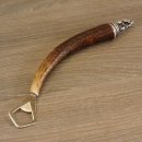 Flaschenöffner mit Hirsch Geweih Stange Hirschhorn Griff mit Endkappe Verzierung Hirsch stehend GL23cm #27.19.7.13