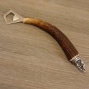 Flaschenöffner mit Hirsch Geweih Stange Hirschhorn Griff mit Endkappe Verzierung Hirsch stehend GL23cm #27.19.7.13