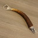 Flaschenöffner mit Hirsch Geweih Stange Hirschhorn Griff mit Endkappe Verzierung Hirsch stehend GL23cm #27.19.7.13
