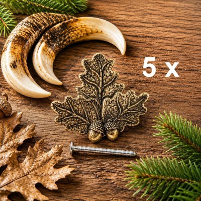 5 x HOJA DE ROBLE Cubierta para trofeos de armas de caza mayor