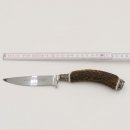 Messer mit Lederscheide Jagdmesser Hirschfänger Hirsch Horn Stange Hirschhorn Griff mit Endkappe Verzierung Eichenlaub Wappen Länge 23cm #27.20.5.4