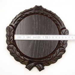 Keilerschild geschnitzt dunkel AF 14 cm mit 1 Stück 6-blättrigen Eichenlaub Deckblatt Keilerbrett Gewaffbrett Trophäenschild