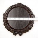 Keilerschild geschnitzt dunkel AF 14 cm mit 1 Stück Eichenlaub Deckblatt klein Keilerbrett Gewaffbrett Trophäenschild