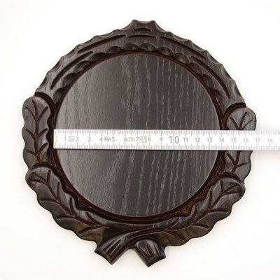 Keilerschild geschnitzt dunkel AF 14 cm mit 1 Stück Keiler Kopf Deckblatt klein Keilerbrett Gewaffbrett Trophäenschild