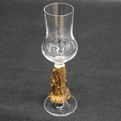 1 Stück Grappa Grappaglas mit Reh Geweih Griff Kristallglas Glas Grappakelche Neu