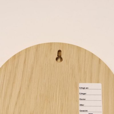 Keilerschild rund hell AF 13 cm mit kleinen Keiler Kopf Verzierung  Keilerbrett Gewaffbrett Troph&auml;enschild