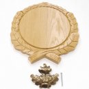 Keilerschild geschnitzt Eiche hell AF 19 cm mit 1 Stück Eichenlaub Deckblatt groß Keilerbrett Gewaffbrett Trophäenschild