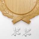 Keilerschild geschnitzt Eiche hell AF 17,5 cm mit 2 Stück Aluminium Eichenlaub Deckblatt Keilerbrett Gewaffbrett Trophäenschild