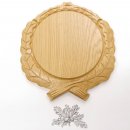 Keilerschild geschnitzt Eiche hell AF 17,5 cm mit 1 Stück 6-blättrigen Eichenlaub Deckblatt Keilerbrett Gewaffbrett Trophäenschild