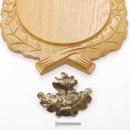 Keilerschild geschnitzt Eiche hell AF 17,5 cm mit 1 Stück Eichenlaub Deckblatt groß Keilerbrett Gewaffbrett Trophäenschild