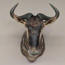 Streifengnu Gnu Wildebeest Kopf Schulter Präparat Kopfpräparat Höhe 86 cm Bronze