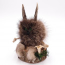 Wolpertinger Wolpi Pr&auml;parat taxidermy Mini mit Holz Edelweiss und gr&uuml;ne Augen H&ouml;he 20,5 cm
