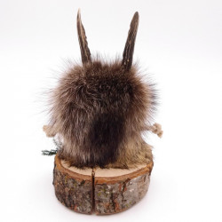 Wolpertinger Wolpi Präparat taxidermy Mini mit Holz Edelweiss und grüne Augen Höhe 20,5 cm
