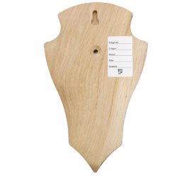 1 Stück Trophäenschild Reh Spitze in Eiche Dunkel AF 19 cm x 11 cm mit 1 x Gehörnklammer