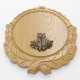 Keilerschild geschnitzt Eiche hell AF 16 cm mit 1 Stück Eichenlaub Deckblatt klein Keilerbrett Gewaffbrett Trophäenschild