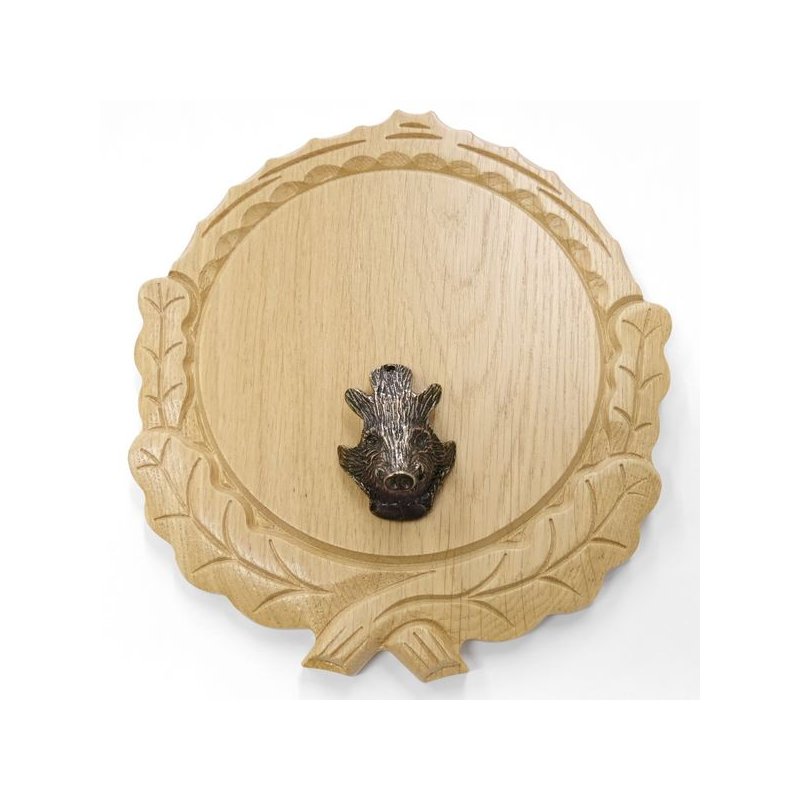 GTK Keilerschild Eiche Hell 17,5cm - Trophäenschild Mit Eichenlaub Deckblatt