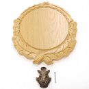 Keilerschild geschnitzt Eiche hell AF 16 cm mit 1 Stück Keiler Kopf Deckblatt klein Keilerbrett Gewaffbrett Trophäenschild