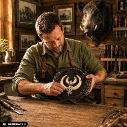 10 foglie di quercia per trofei di cinghiale - color argento - Decorazione cinghiale Coperta per trofei di caccia