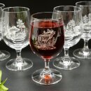 6 Stück Wein Gläser Weinglas Set mit Jagdmotiv