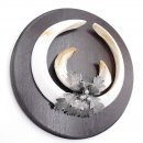 1 Stück Wildschwein Keilerwaffe mit Eichenlaub Verzierung Trophäe Keiler Gewaff Hauer Länge 21 cm #32.198