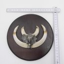 1 Stück Wildschwein Keilerwaffe mit Eichenlaub Verzierung Trophäe Keiler Gewaff Hauer Länge 13,5 cm