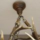 Geweihlampe Rothirsch Stangen Deckenlampe 4 flammig Länge 92 cm Milchglas Lampenschirme