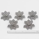 5 Stück Keilerwaffen Eichenlaub Deckblatt groß 7 blättrig mit 3 Eicheln silberfarben