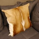 1 Stück Springbock Fellkissen 44 x 44 cm Fell Afrika Antilope Tierfell Sofa Kissen incl. Füllkissen