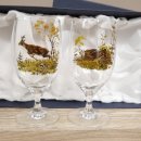 4 teiliges Bier Pils Gläser Set Glas farbigen Jagd Dekor Motiv Geschenk Karton