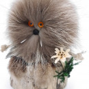 Wolpertinger Wolpi Pr&auml;parat taxidermy Mini mit Holz Edelweiss und orange Augen H&ouml;he 22 cm