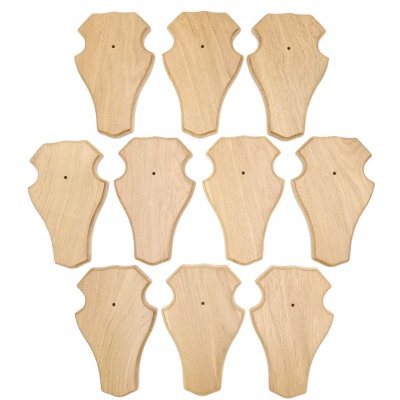 10 Stück Reh Trophäenschilder Stumpf groß Eiche hell AF 21 x 13 cm