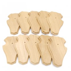 10 Stück Reh Trophäenschilder Stumpf groß Eiche hell AF 21 x 13 cm